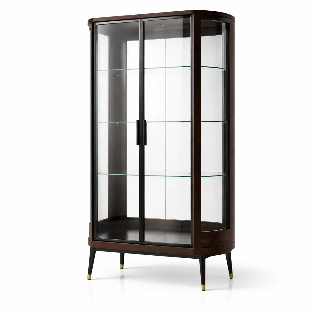 Vetrina in legno e vetro temperato marrone-DREAMCHICNEST