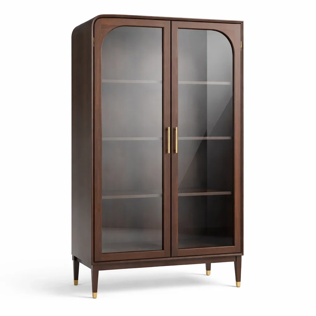 Vetrina in legno con ante in vetro temperato marrone-DREAMCHICNEST