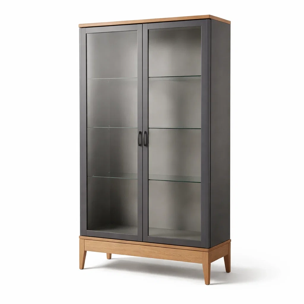 Vetrina in legno e vetro temperato con porte a doppio battente-DREAMCHICNEST