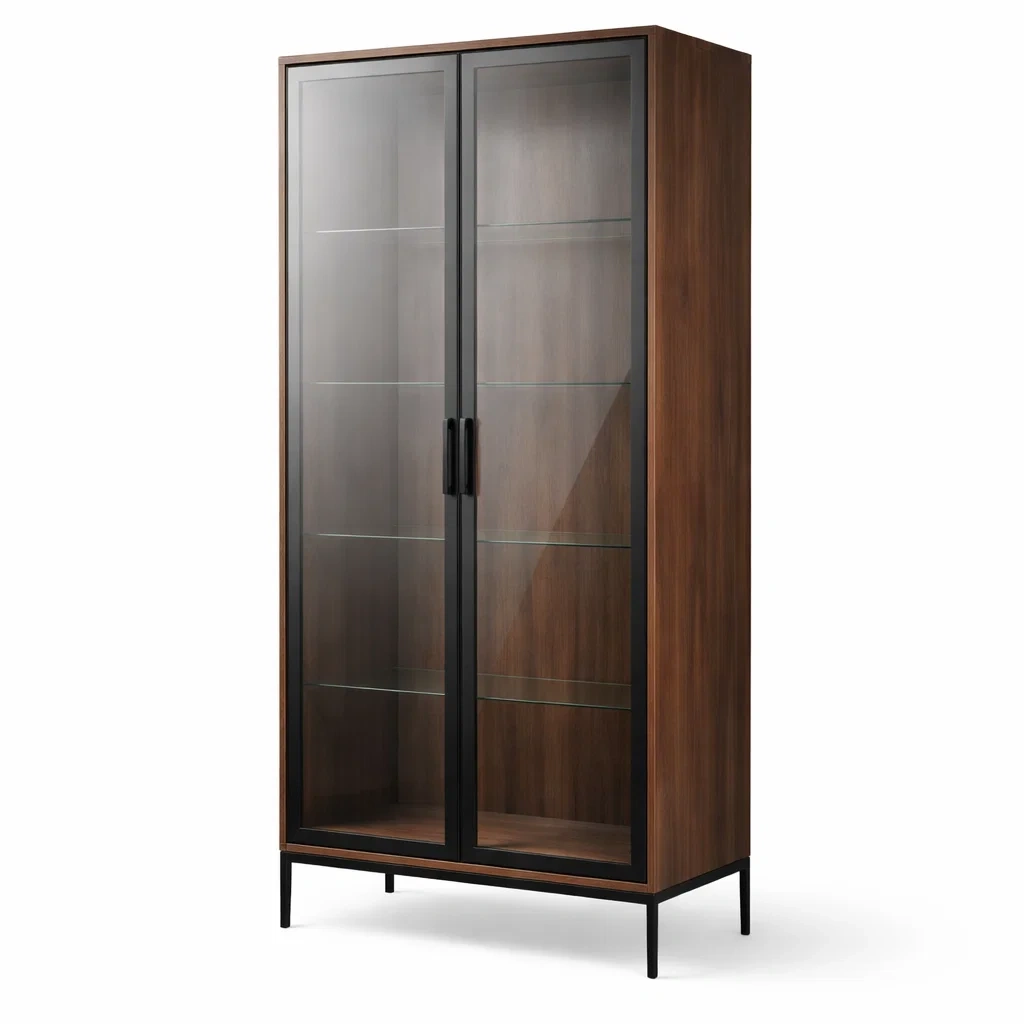 Vetrina in legno e vetro temperato marrone nero-DREAMCHICNEST
