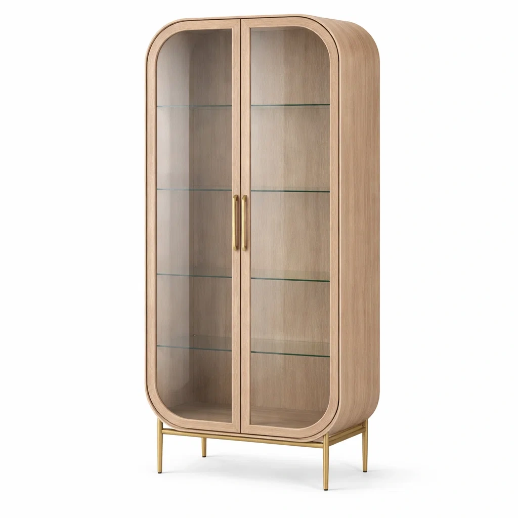 Vetrina in legno con vetro temperato e ripiani-DREAMCHICNEST