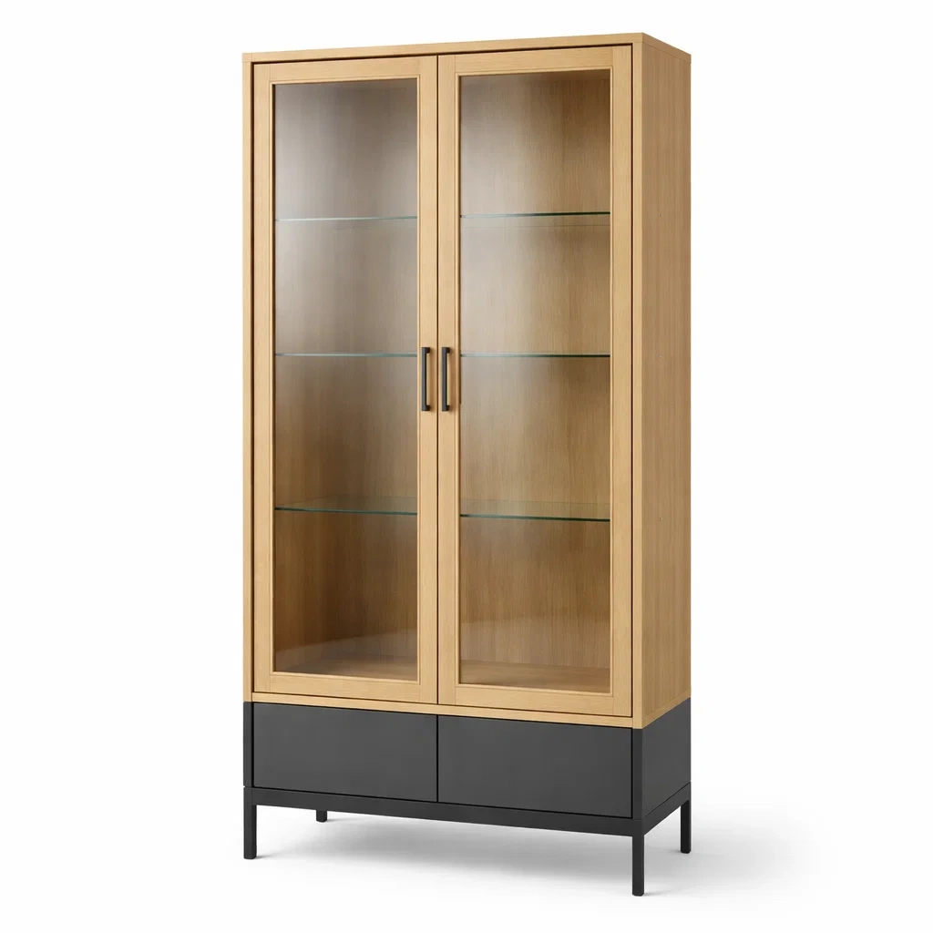 Vetrina in legno e metallo con ante in vetro temperato-DREAMCHICNEST