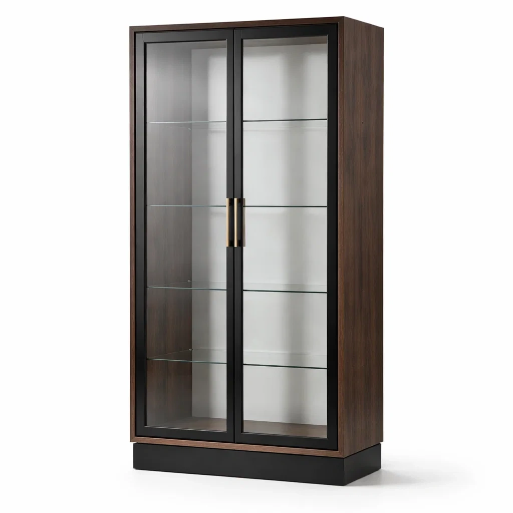 Vetrina in legno e vetro temperato con porte in vetro-DREAMCHICNEST