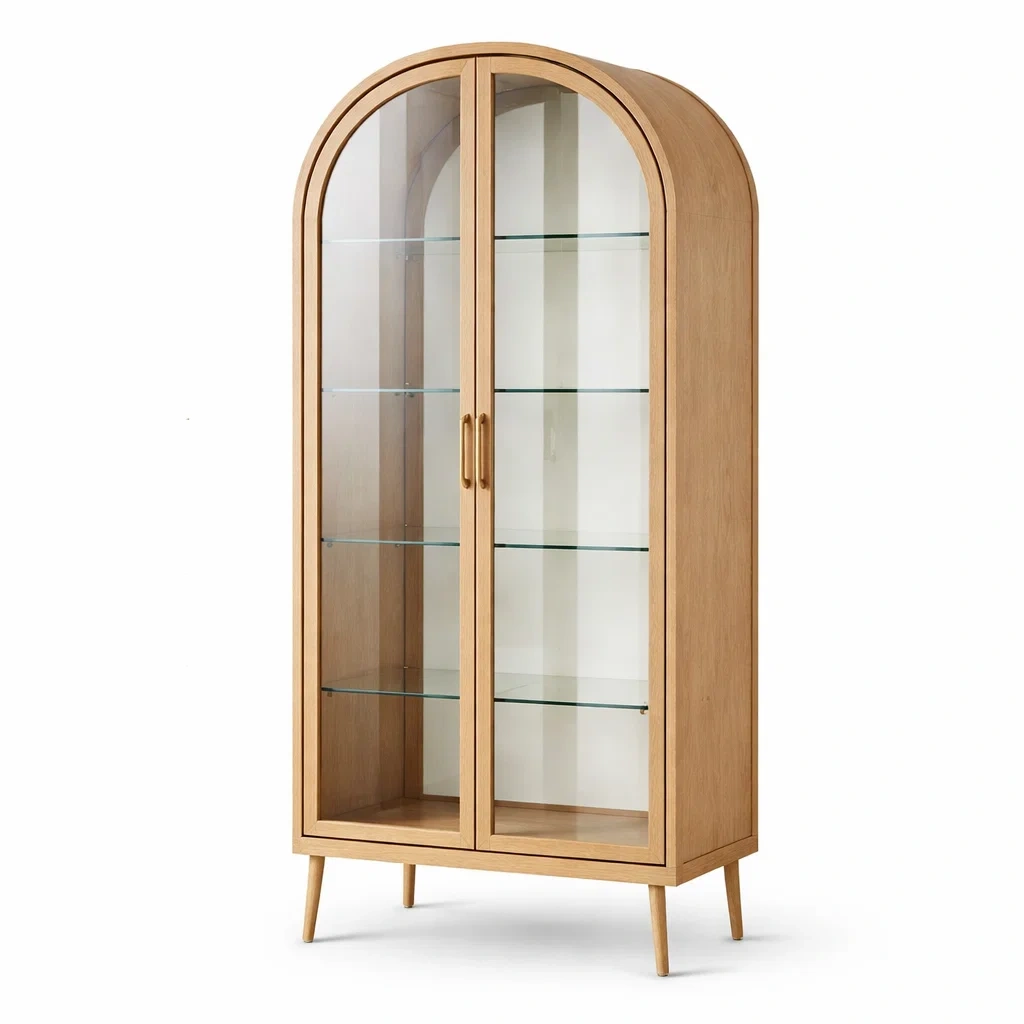 Vetrina in rovere con ante e ripiani in vetro temperato-DREAMCHICNEST