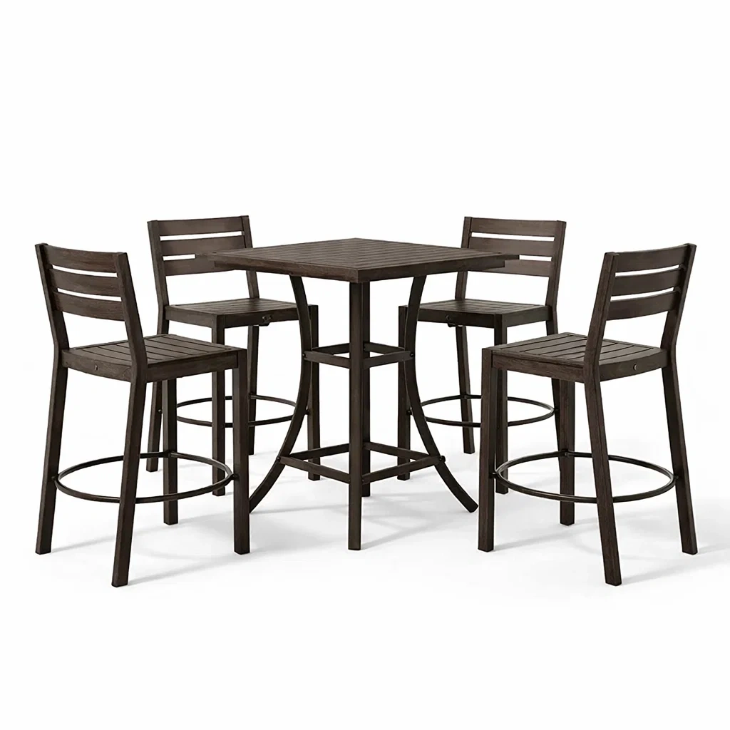 Set bar da esterno in legno e metallo scuro-DREAMCHICNEST