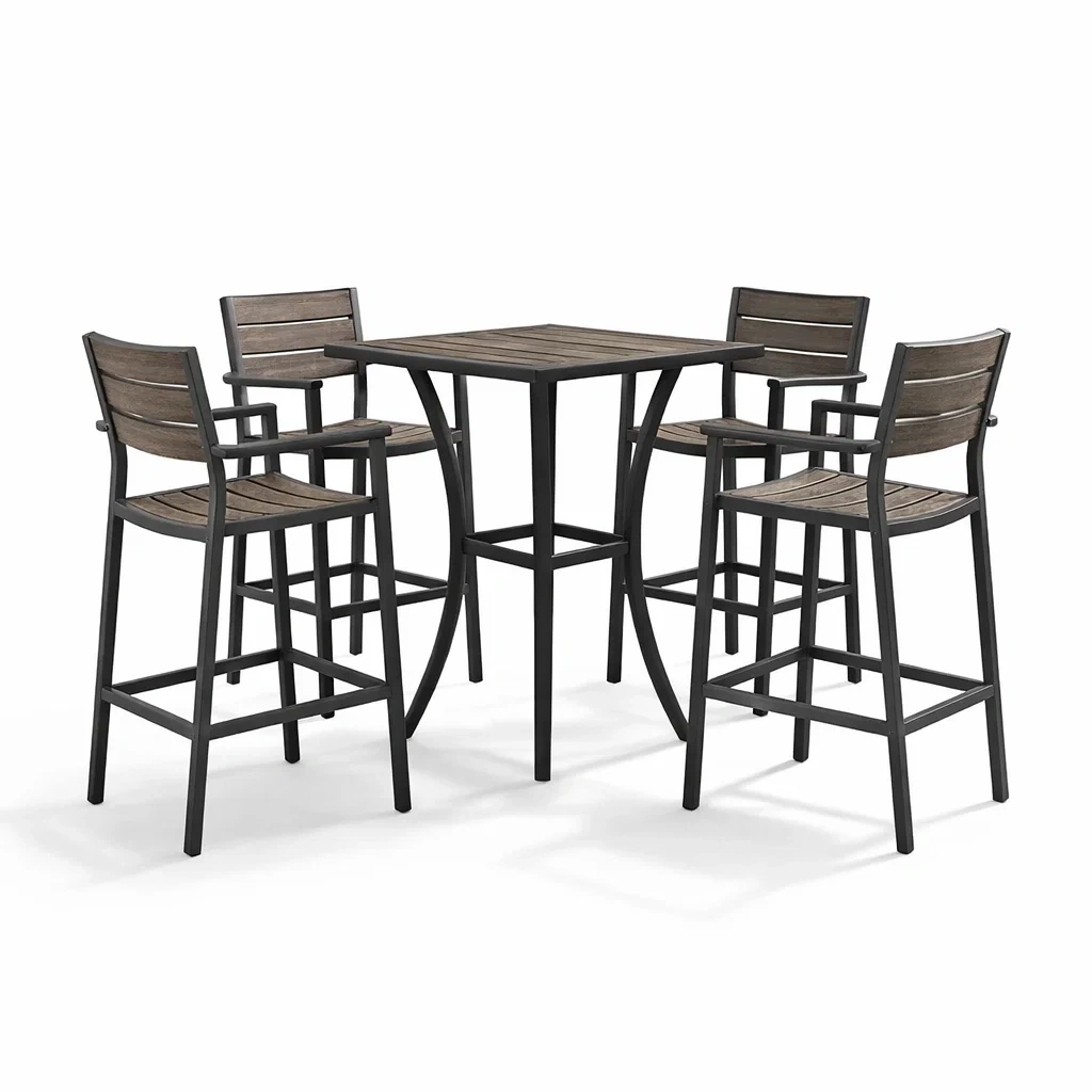 Set bar con tavolo alto e sedie in legno e metallo-DREAMCHICNEST