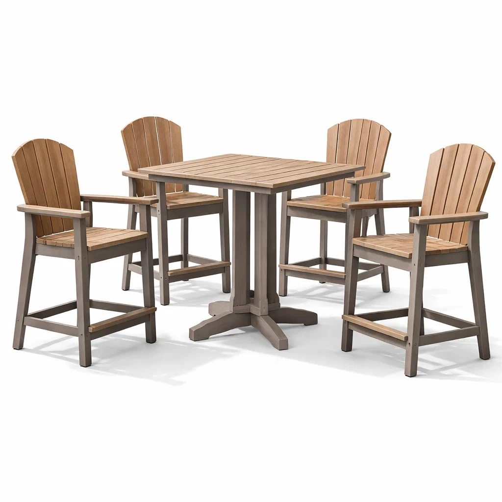 Set bar da esterno in legno di acacia con tavolo e sedie-DREAMCHICNEST