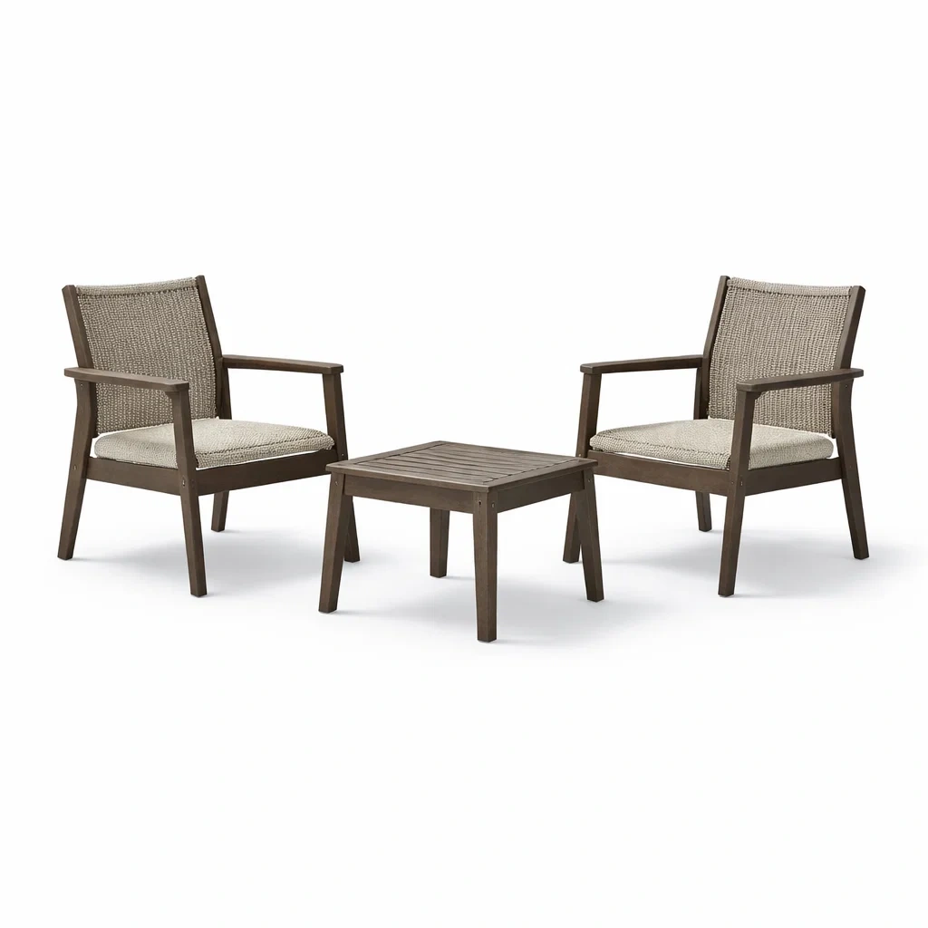 Set da relax piccolo in legno con sedie e tavolino-DREAMCHICNEST