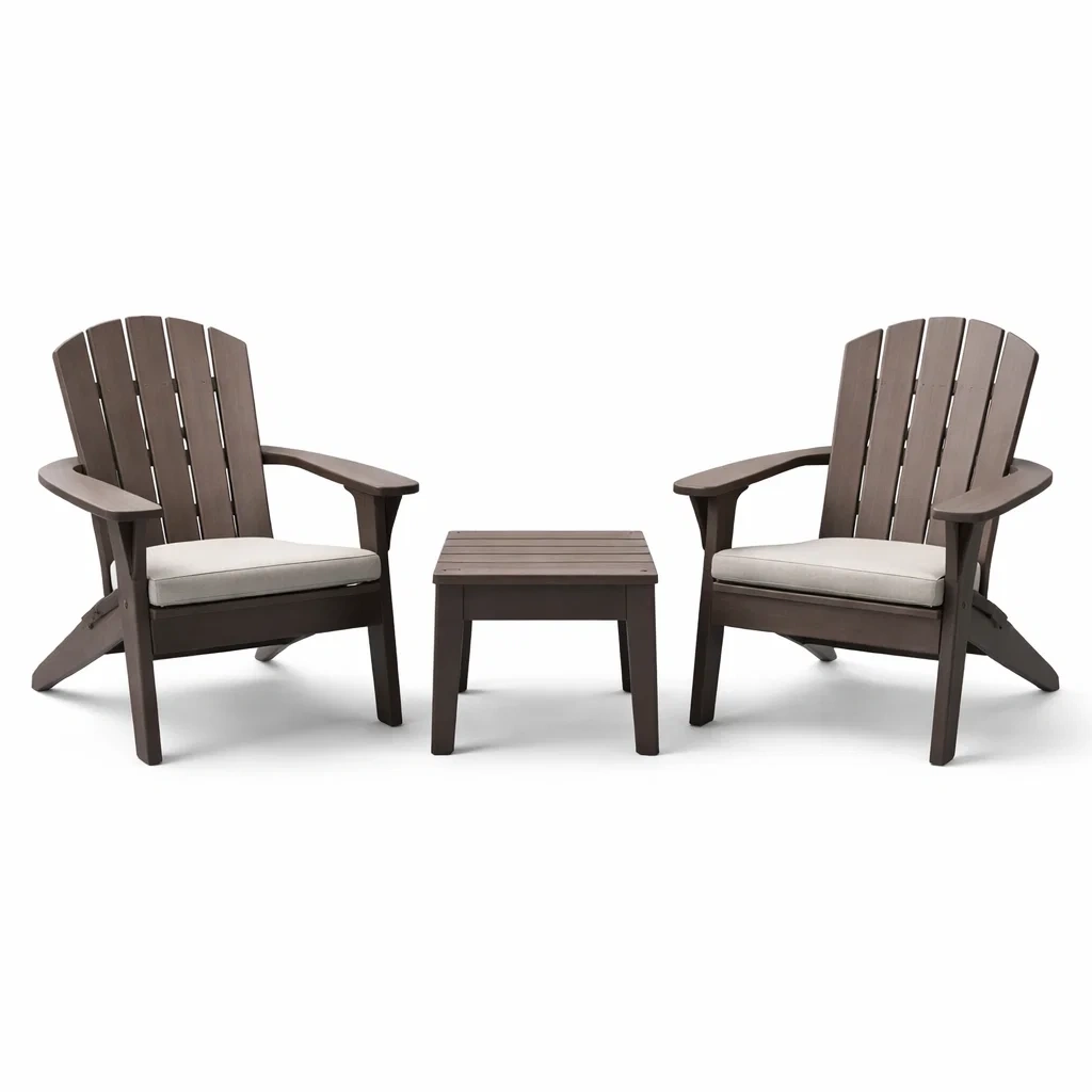 Set da relax piccolo con sedie adirondack e tavolino in legno composito-DREAMCHICNEST