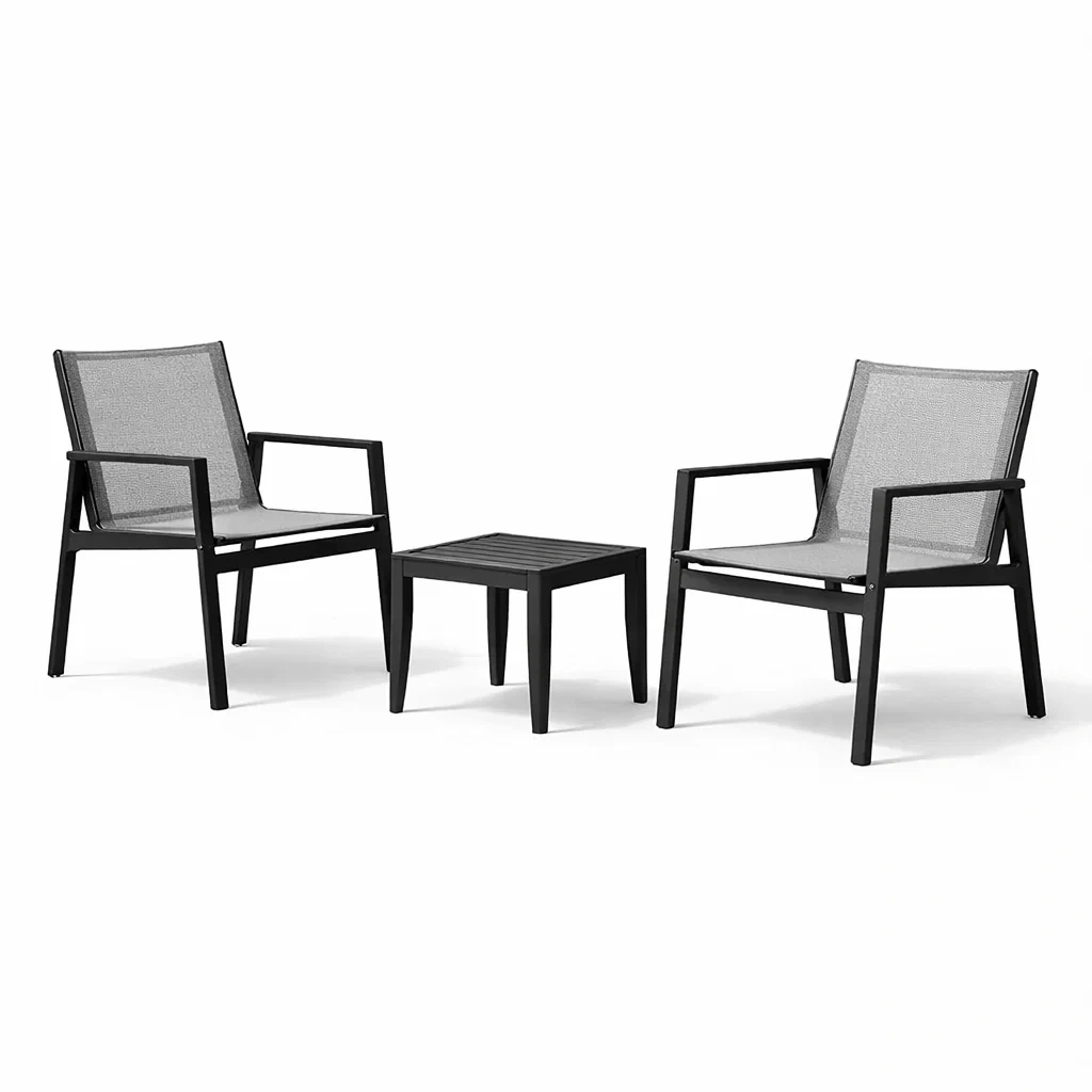 Set da relax piccolo in alluminio con sedie e tavolino-DREAMCHICNEST