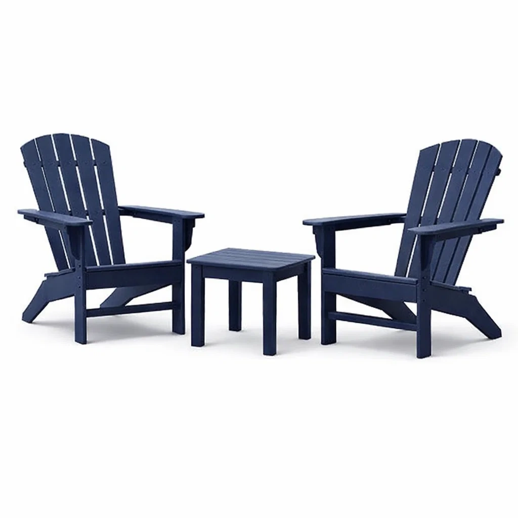 Set da relax piccolo in legno blu con sedie e tavolino-DREAMCHICNEST