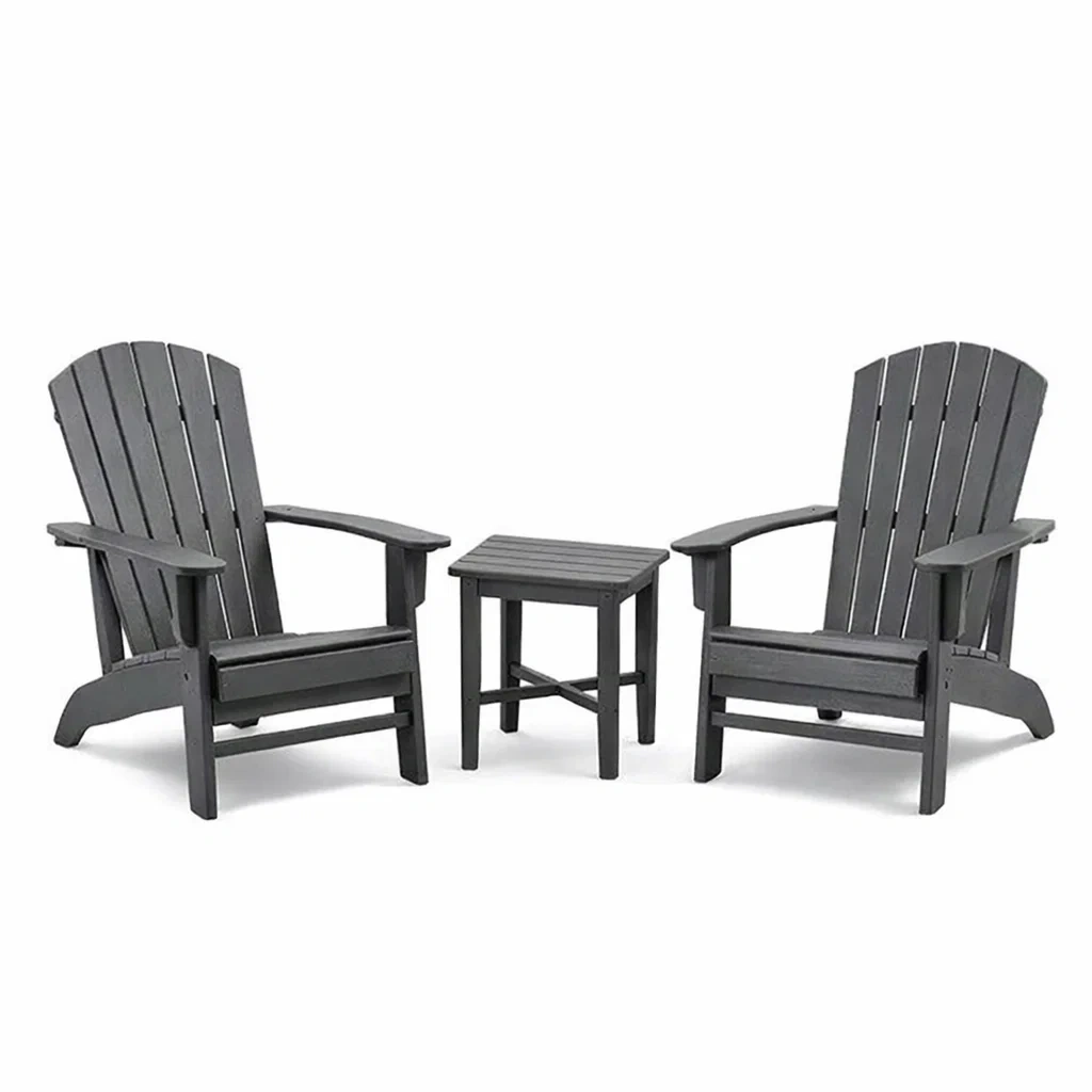 Set da relax piccolo con poltrone adirondack e tavolino in plastica grigia-DREAMCHICNEST