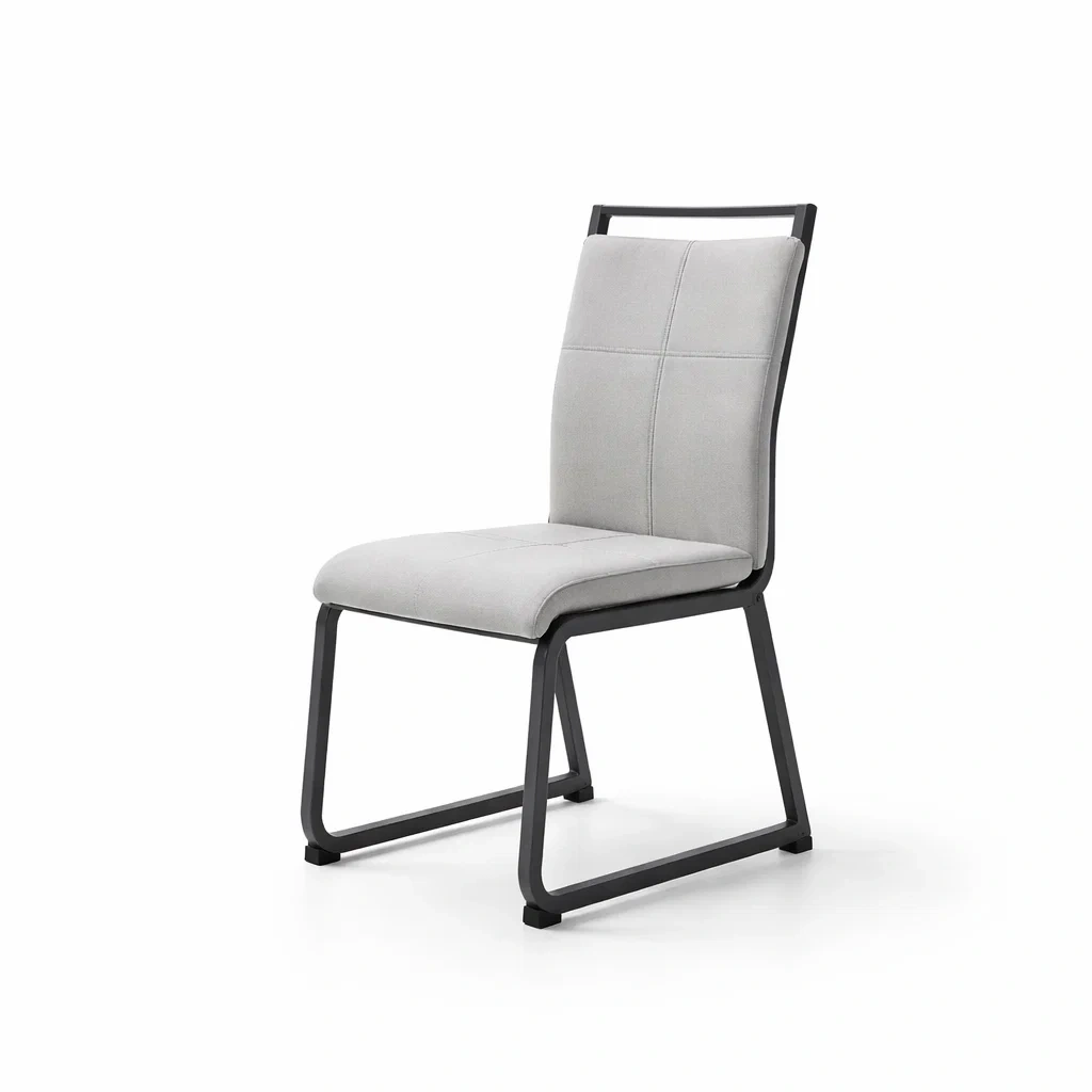 Sedia da pranzo in tessuto grigio con struttura in metallo-DREAMCHICNEST