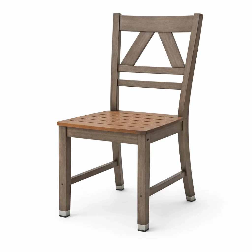 Sedia da pranzo in legno massello grigio e marrone chiaro-DREAMCHICNEST