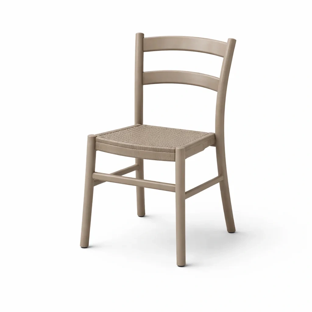 Sedia da pranzo in legno massello con seduta in rattan naturale beige-DREAMCHICNEST