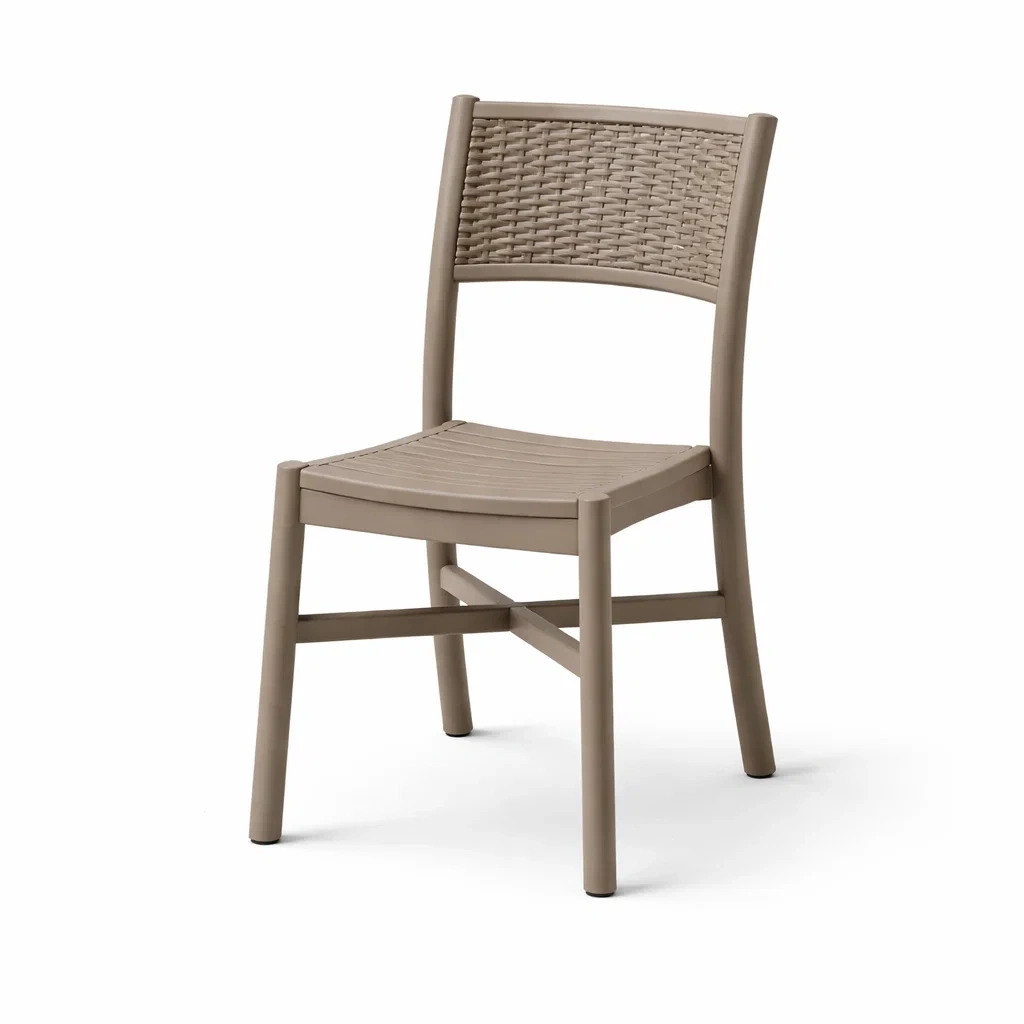 Sedia da pranzo in plastica marrone con schienale intrecciato-DREAMCHICNEST