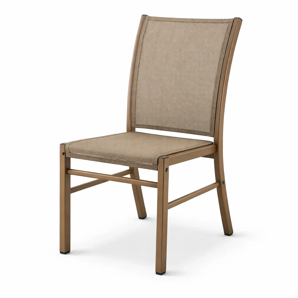 Sedia da pranzo da esterno in alluminio e tessuto poliestere beige-DREAMCHICNEST