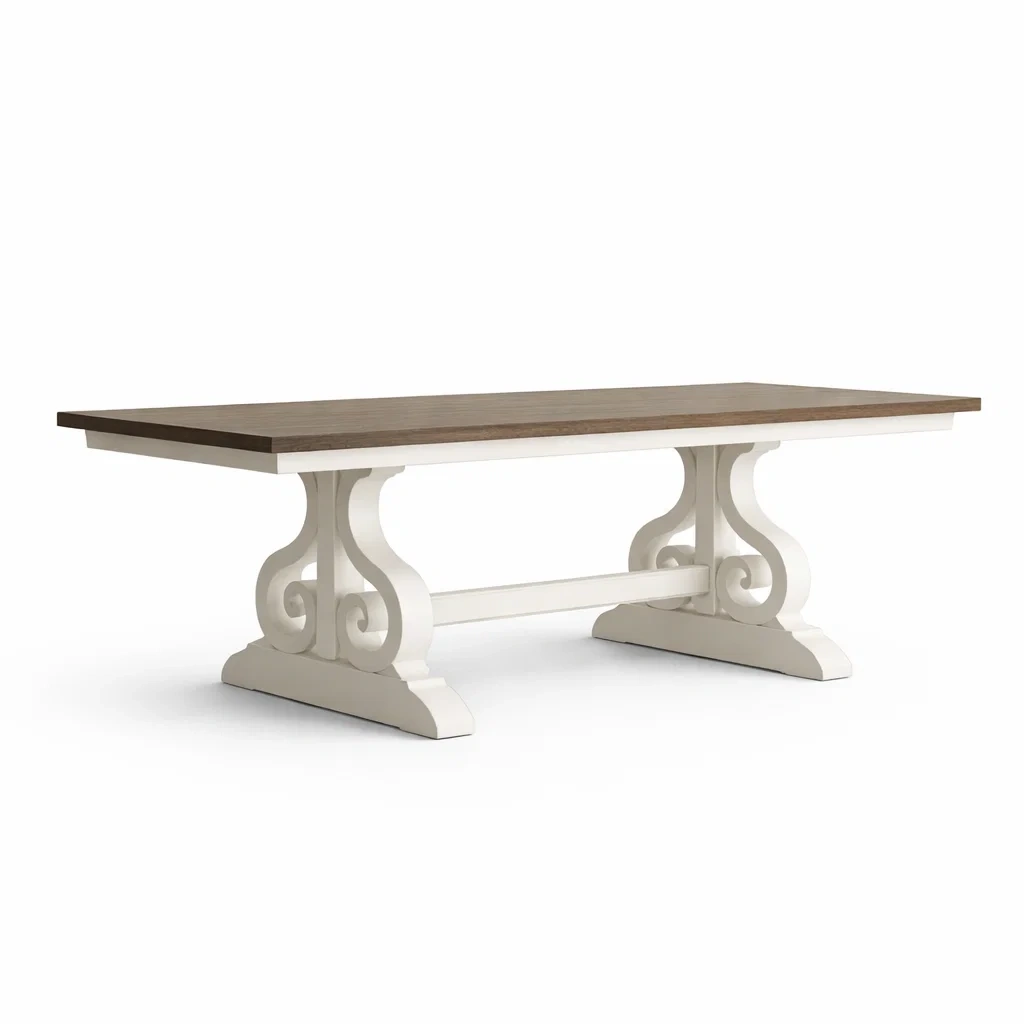 Tavolo da pranzo rettangolare in legno con gambe intagliate-DREAMCHICNEST
