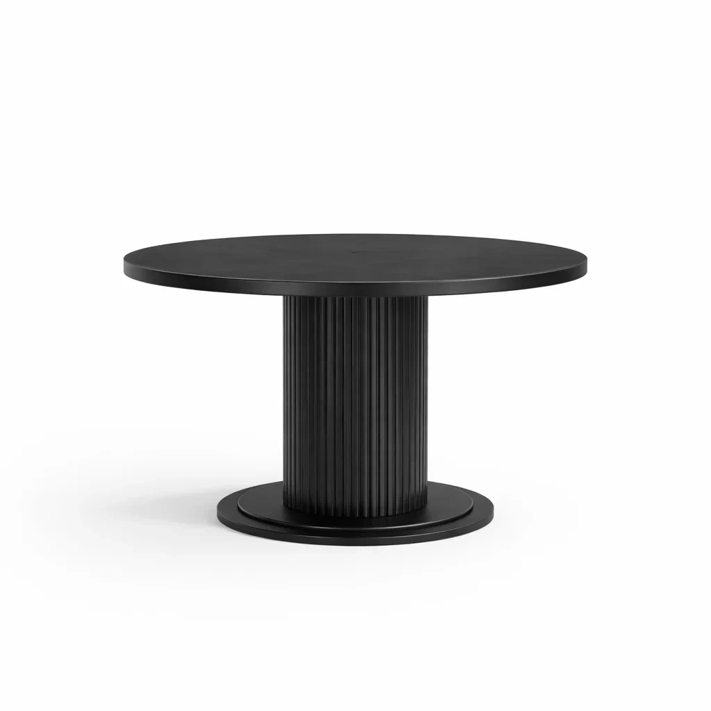 Tavolo da pranzo rotondo in legno composito nero-DREAMCHICNEST