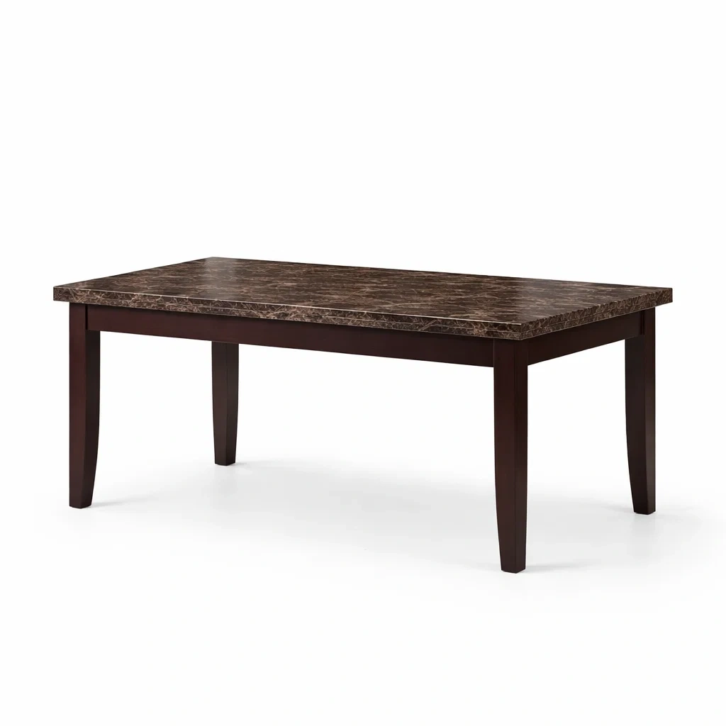 Tavolo da pranzo in marmo sintetico e legno marrone scuro-DREAMCHICNEST