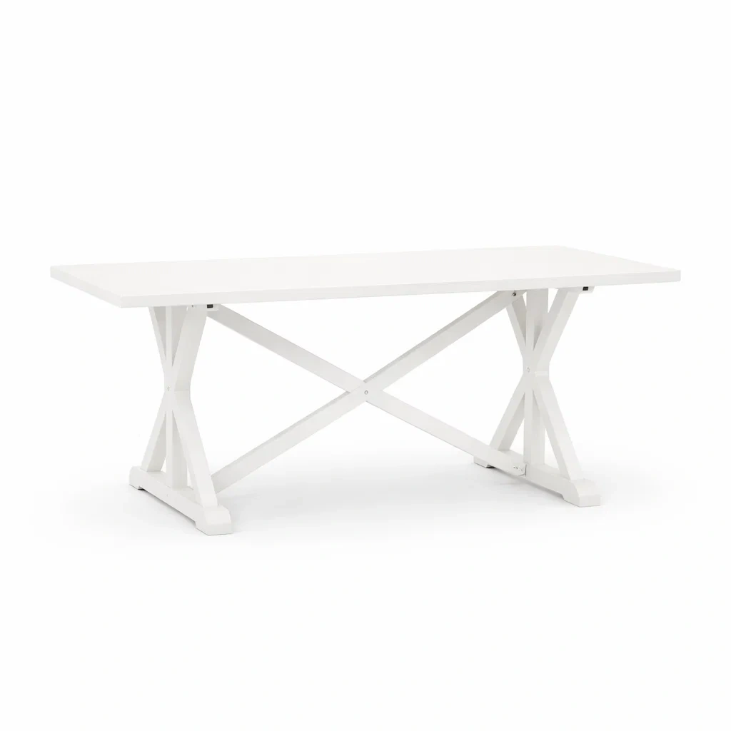 Tavolo da pranzo rettangolare bianco in legno mdf-DREAMCHICNEST