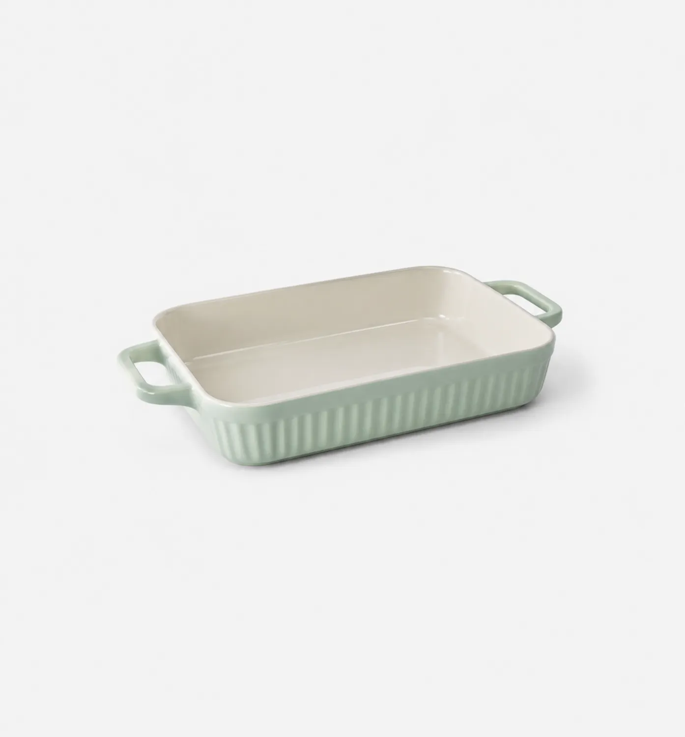 Fuente para Horno Rectangular con Asas Verde Claro