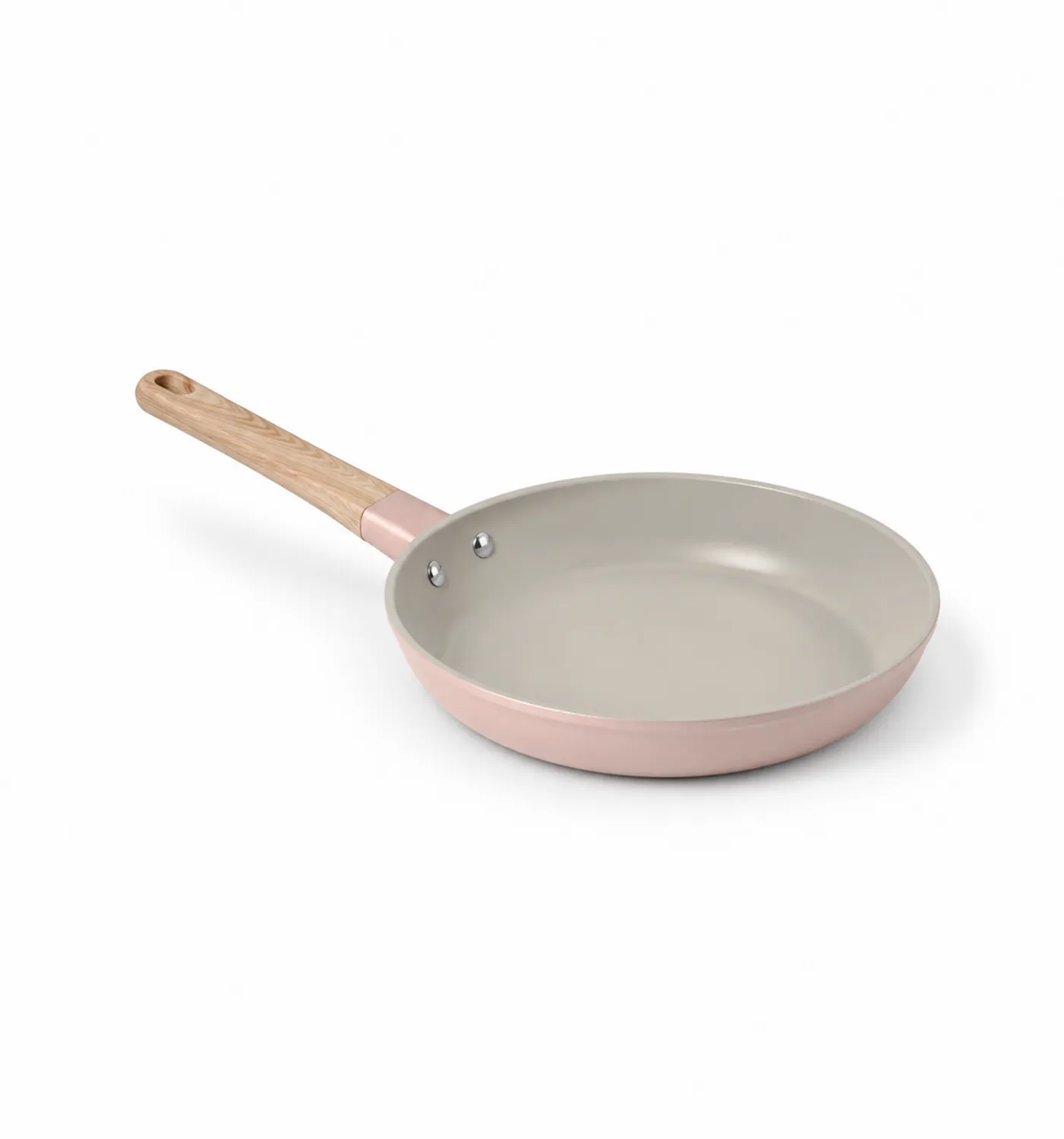 Sartén Antiadherente de Cerámica Rosa con Mango de Madera