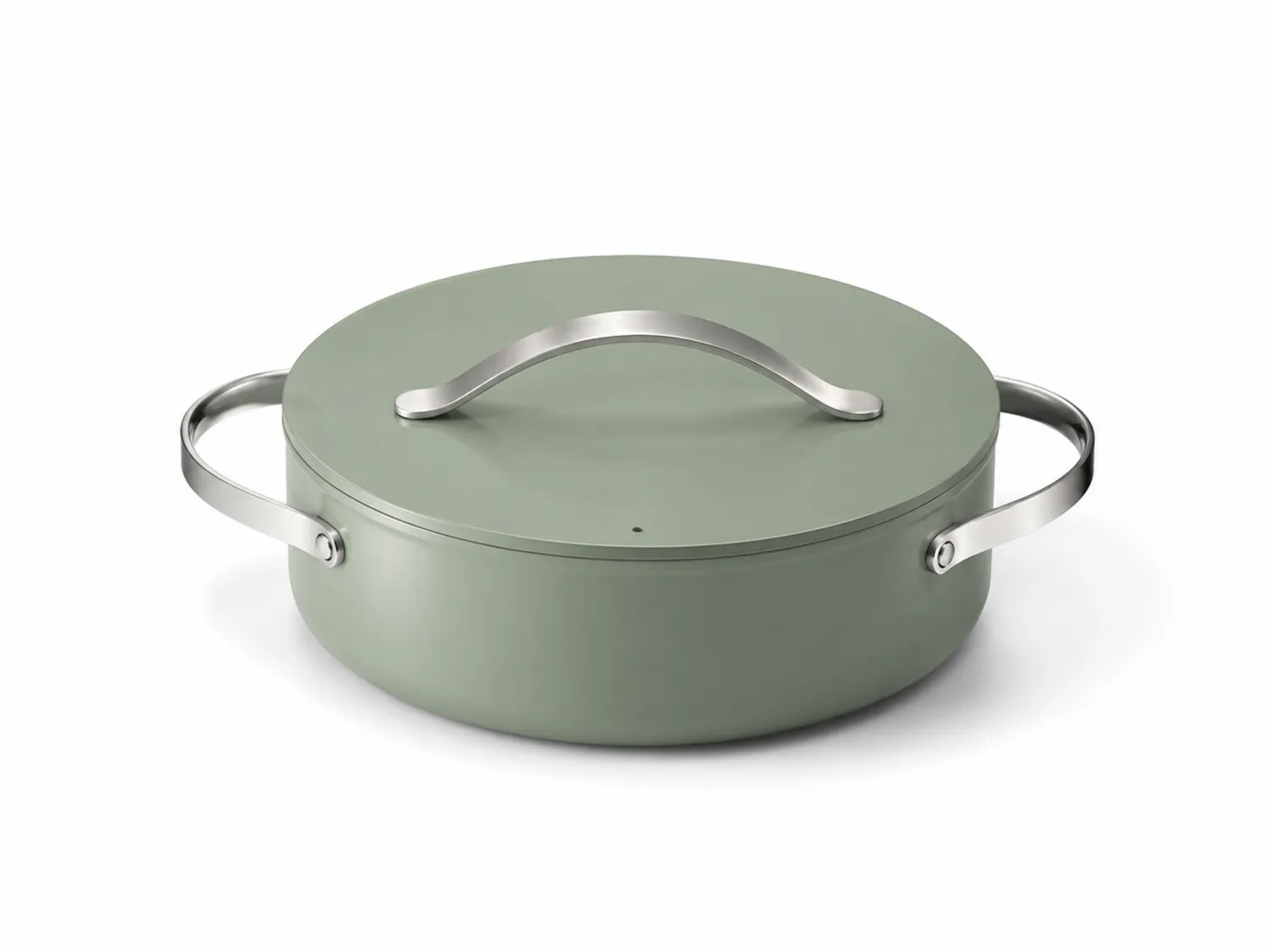 Cacerola Redonda Verde con Tapa de Acero Inoxidable