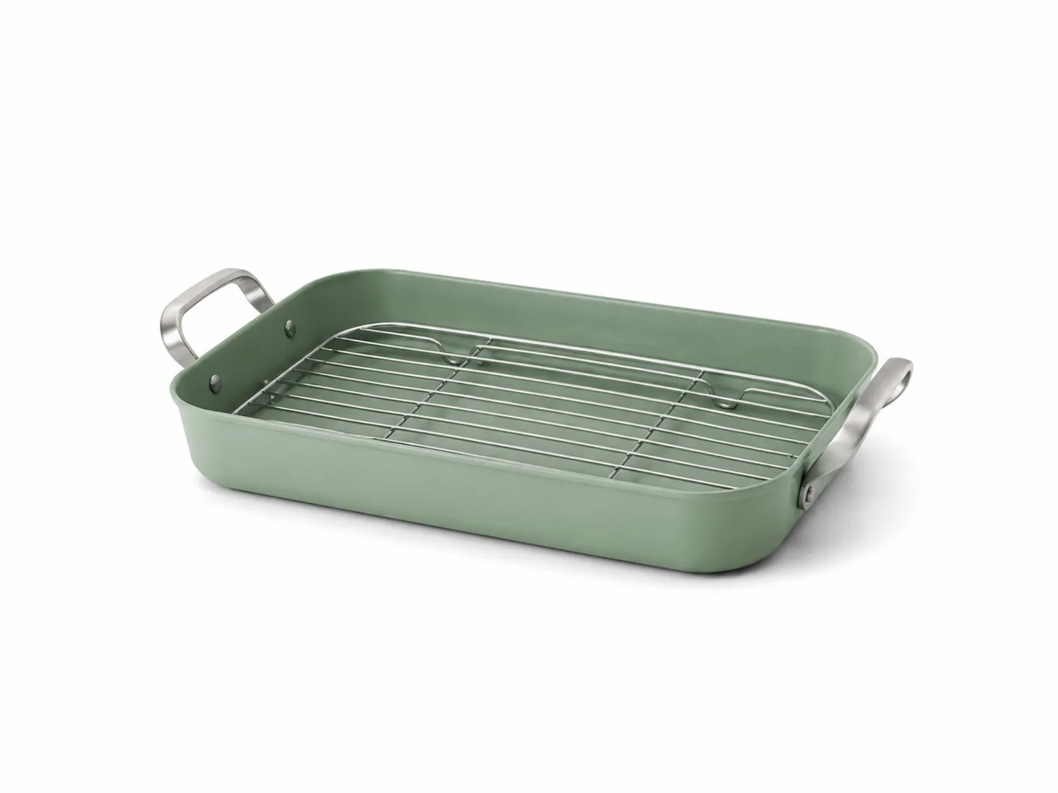 Bandeja para Asar Rectangular Verde con Rejilla