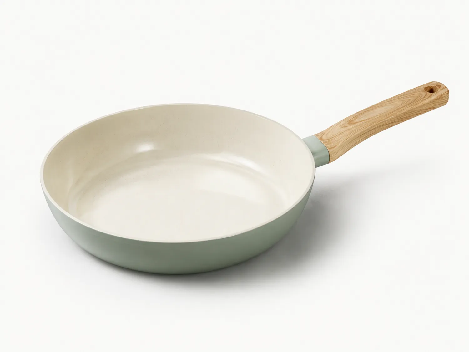 Sartén de Cerámica Antiadherente con Mango de Madera Verde