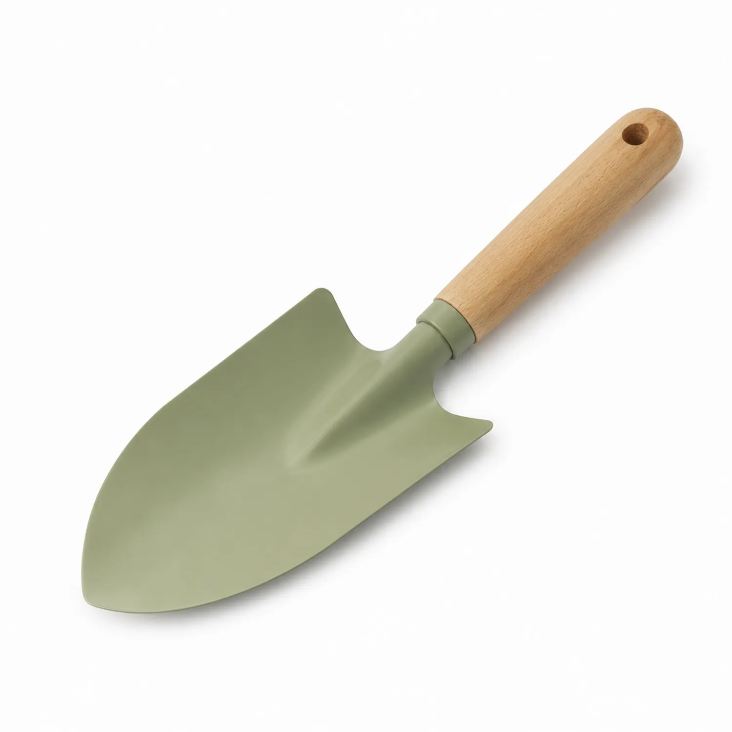 Pala de Jardinería Verde Oliva con Mango de Madera