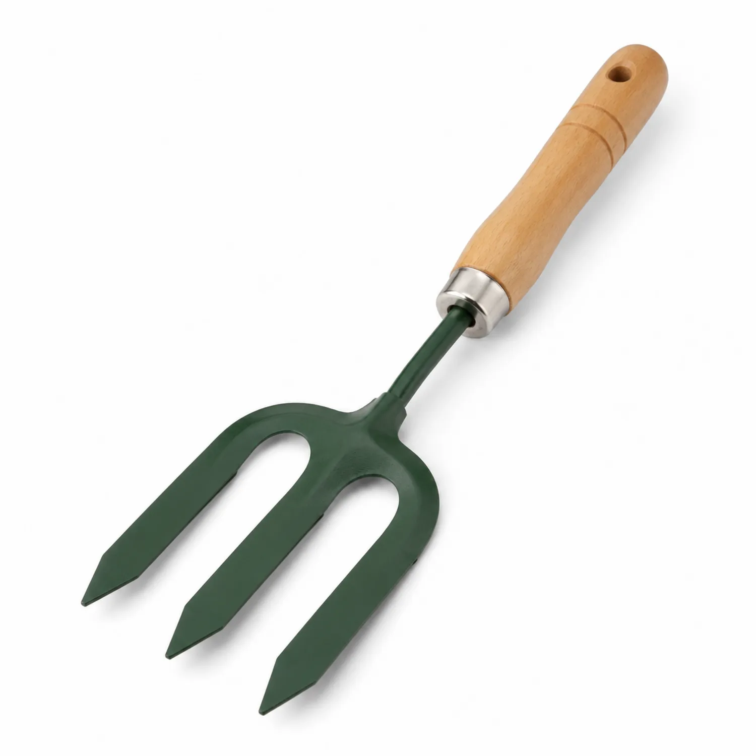 Horquilla de Jardinería Verde con Mango de Madera