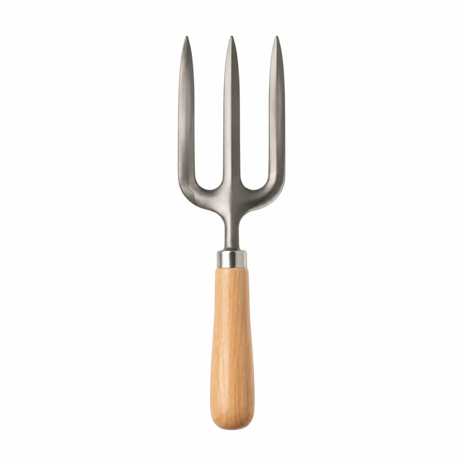 Horquilla de Jardinería de Mano de Acero Inoxidable y Madera 30 cm