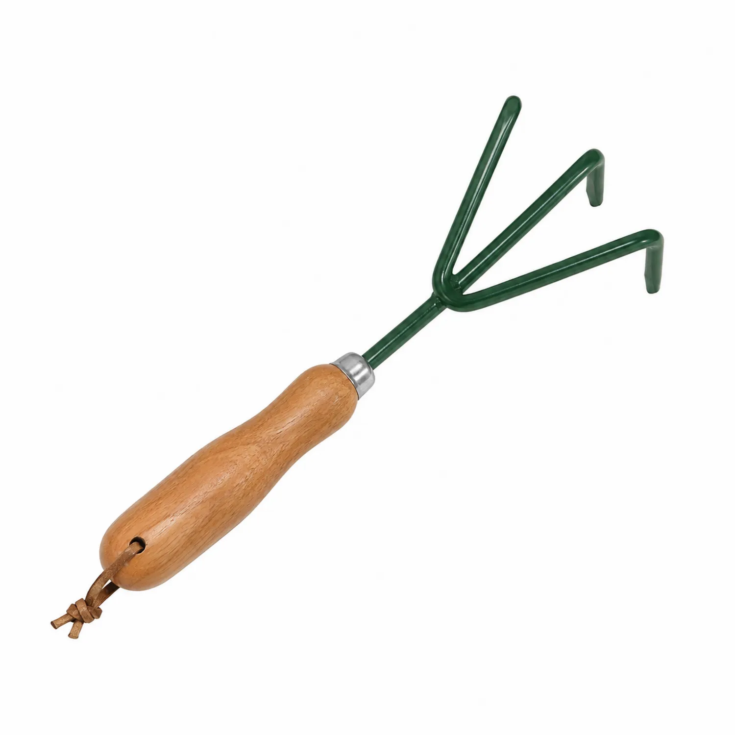Cultivador Manual Verde con Mango de Madera de Jardinería