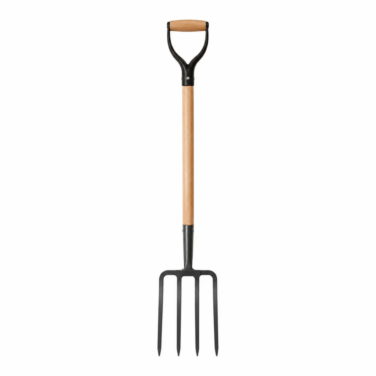 Horca de Jardinería con Mango de Madera y Cabeza Negra