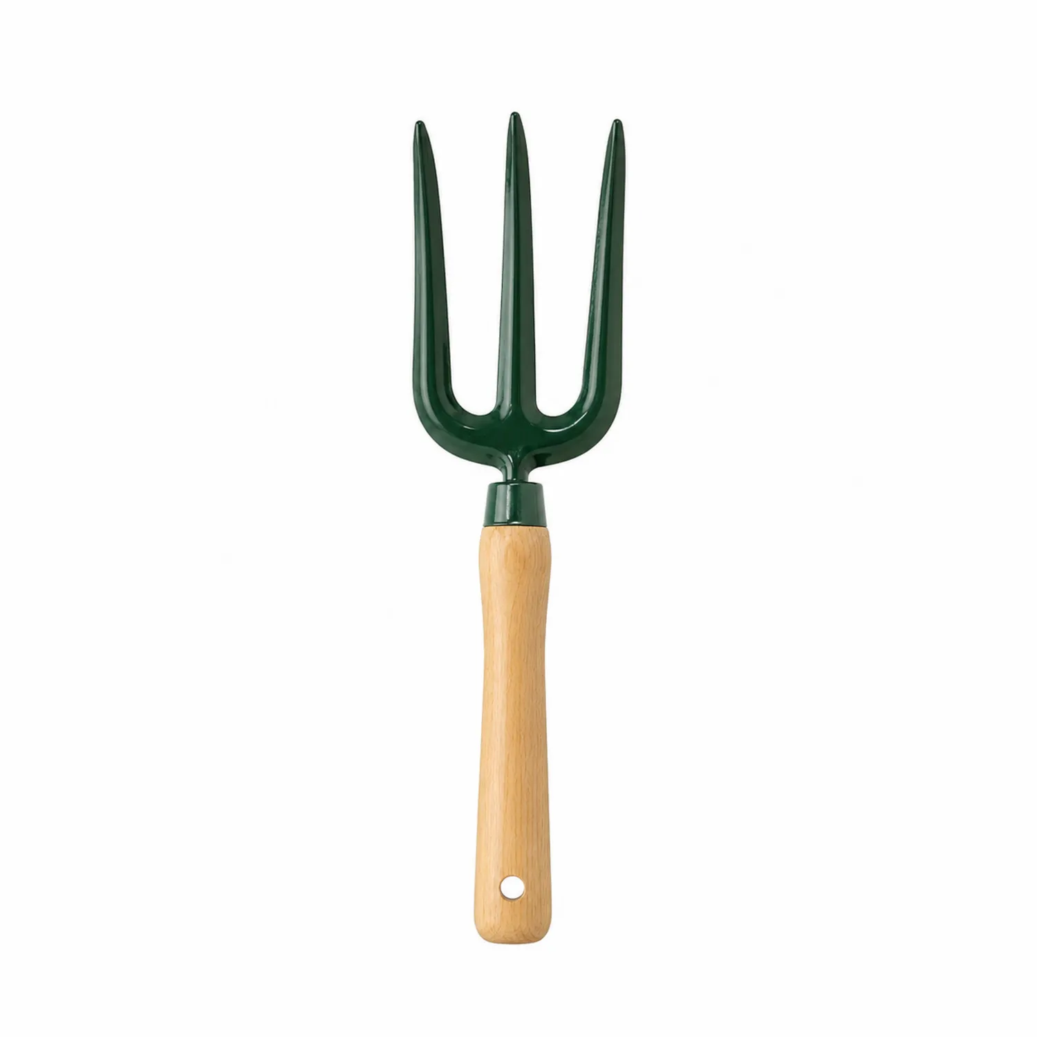 Horqueta de Jardinería Verde con Mango de Madera, 30 cm