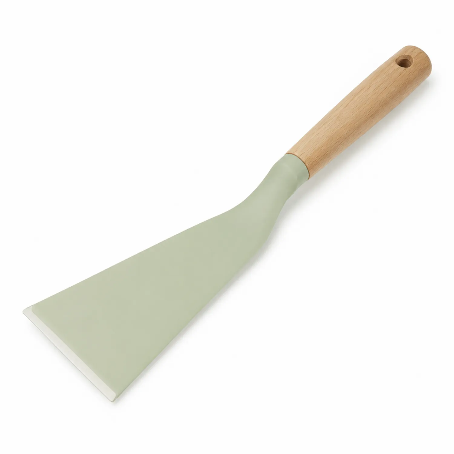 Espátula de Cocina Verde Salvia con Mango de Madera
