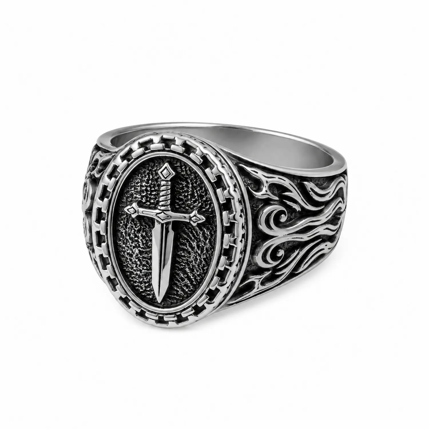 Chevalière Homme Épée Médiévale Argent