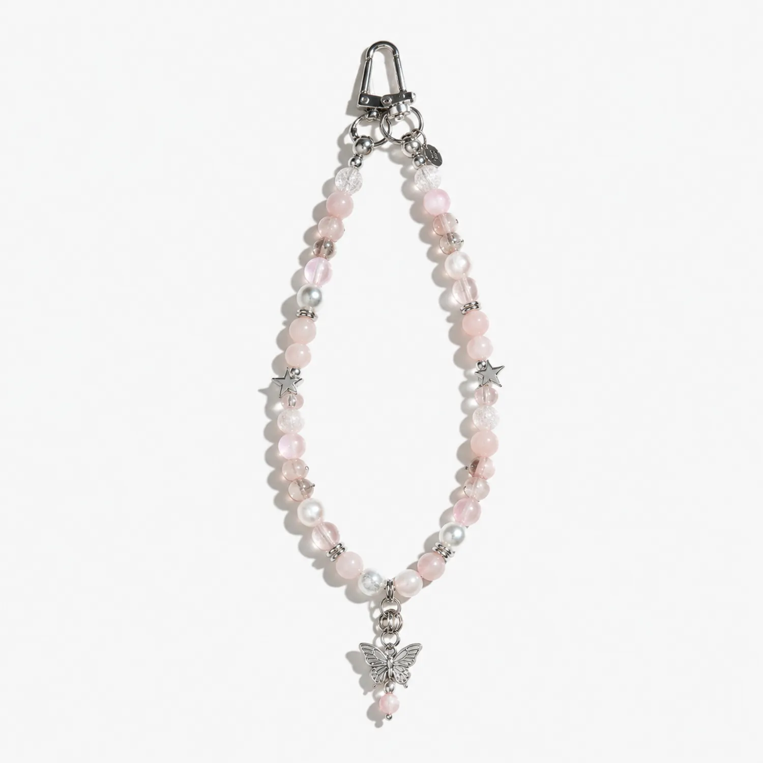 Chaîne de Téléphone Perles Roses avec Papillon