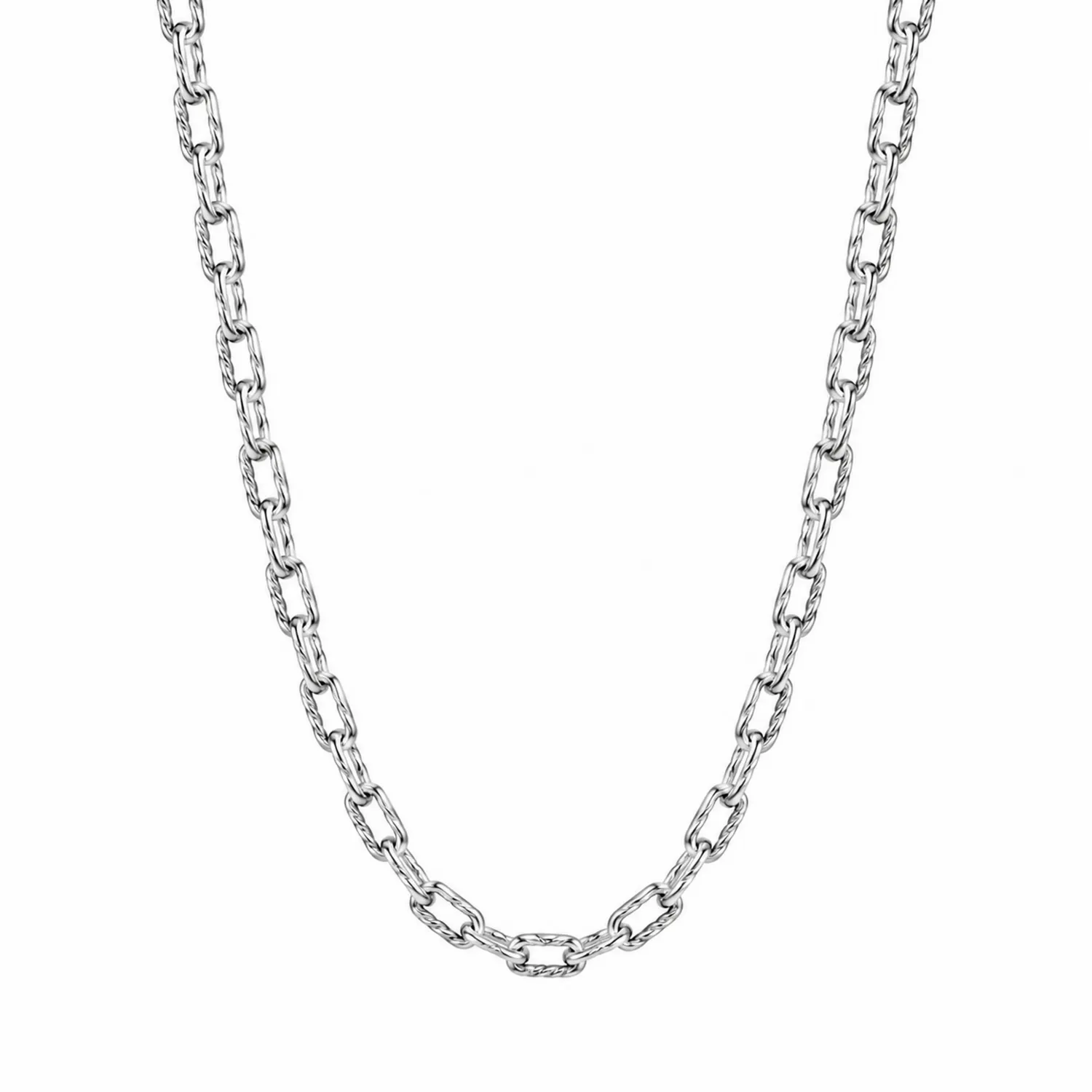 Collier chaîne argenté en acier inoxydable, maille gourmette, 50cm
