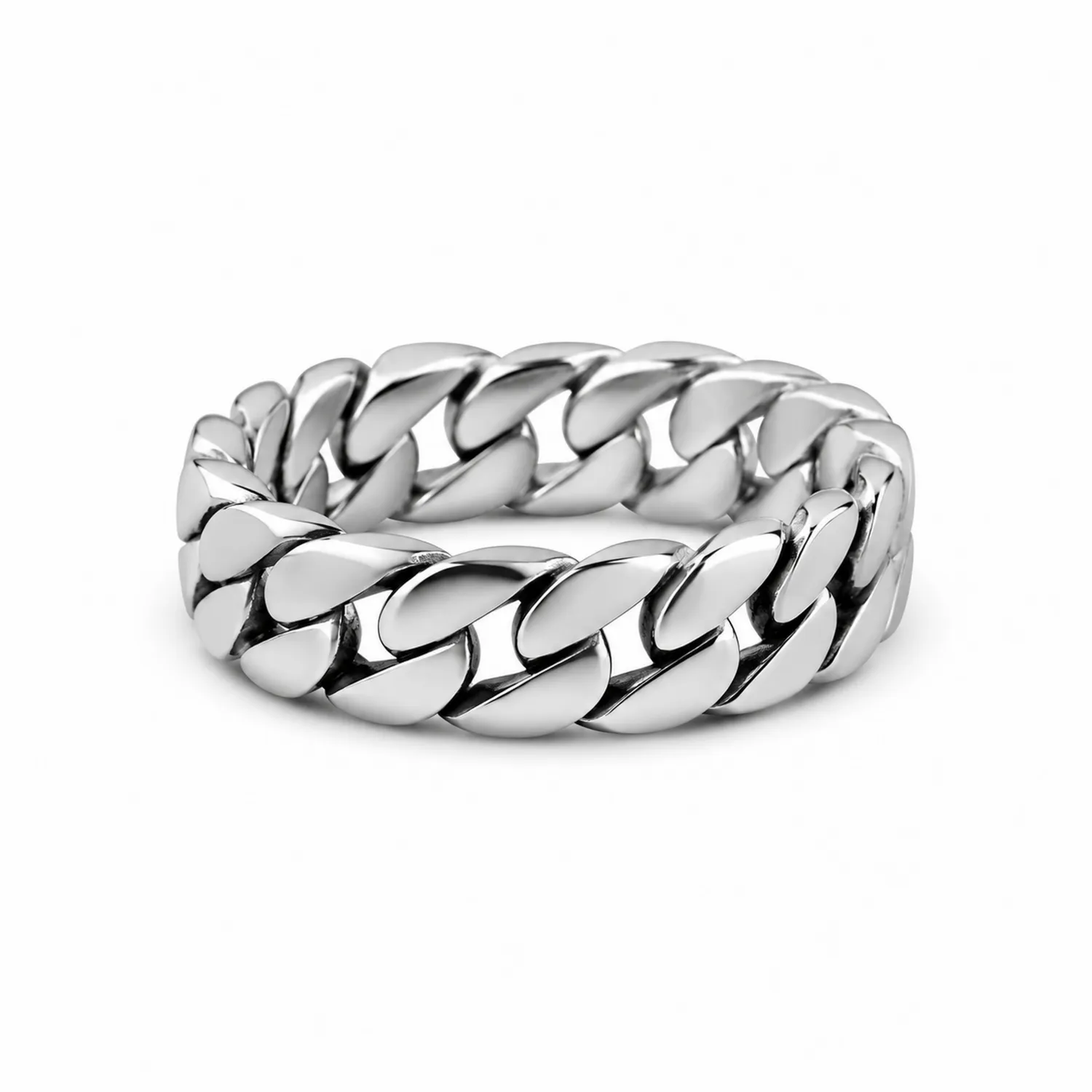 Bracelet gourmette argenté en acier inoxydable, 20 cm
