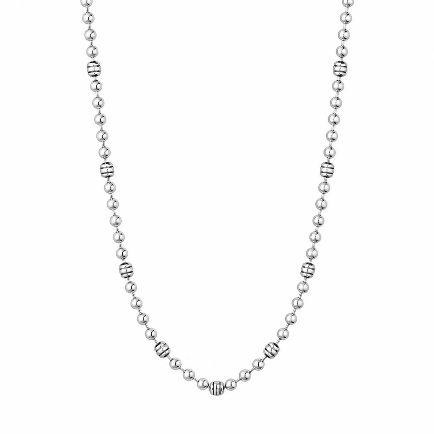 Collier de Perles en Acier Inoxydable Argenté - Design Élégant