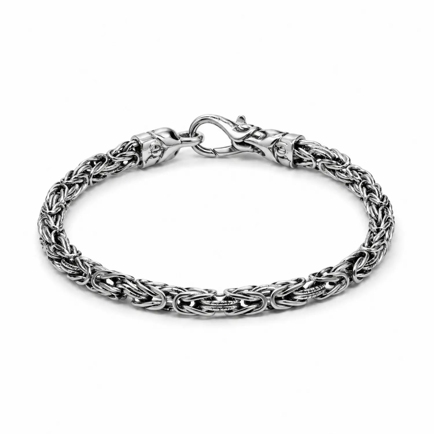 Bracelet en acier inoxydable argenté avec chaînons tressés