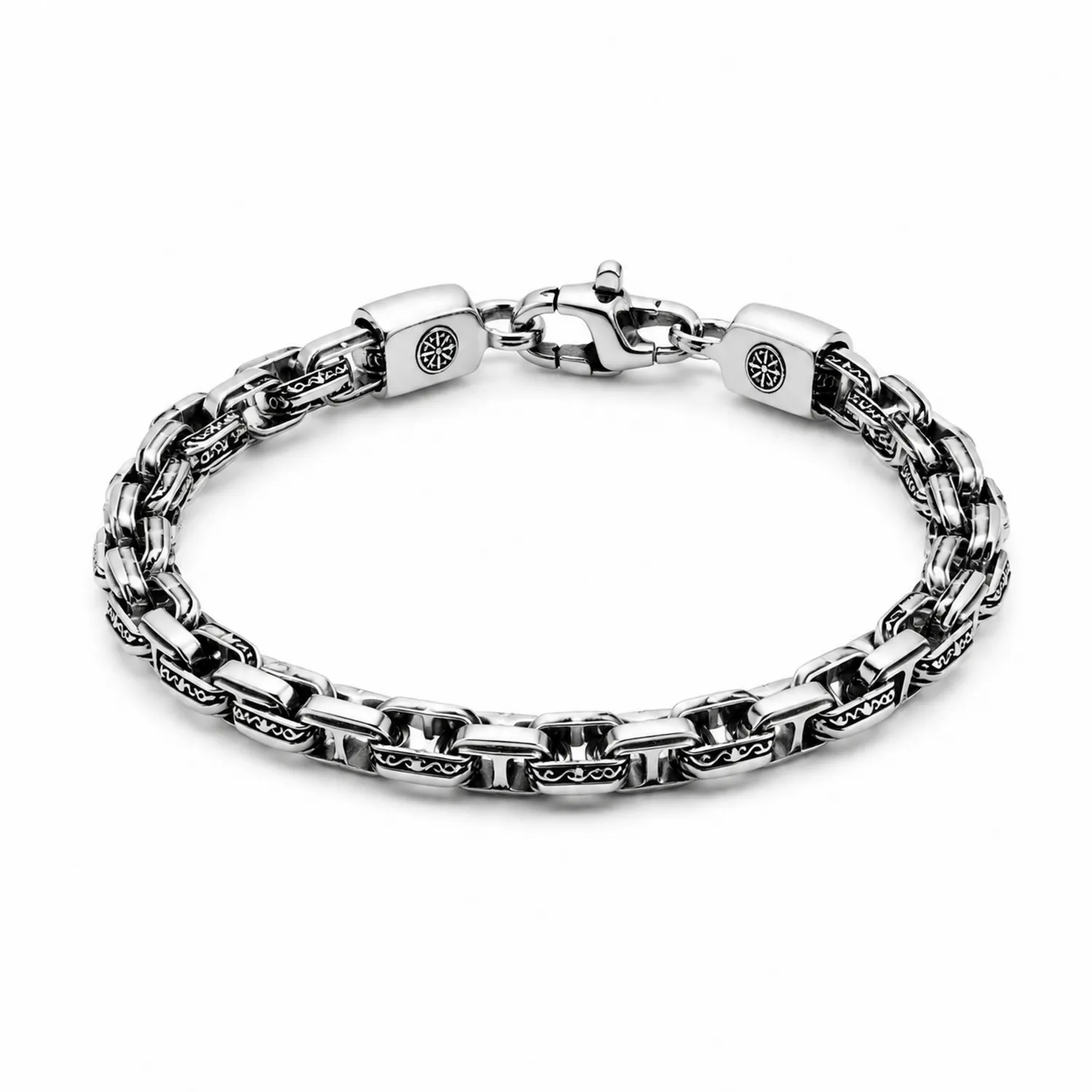 Bracelet en acier inoxydable argenté, chaîne pour homme, 21 cm