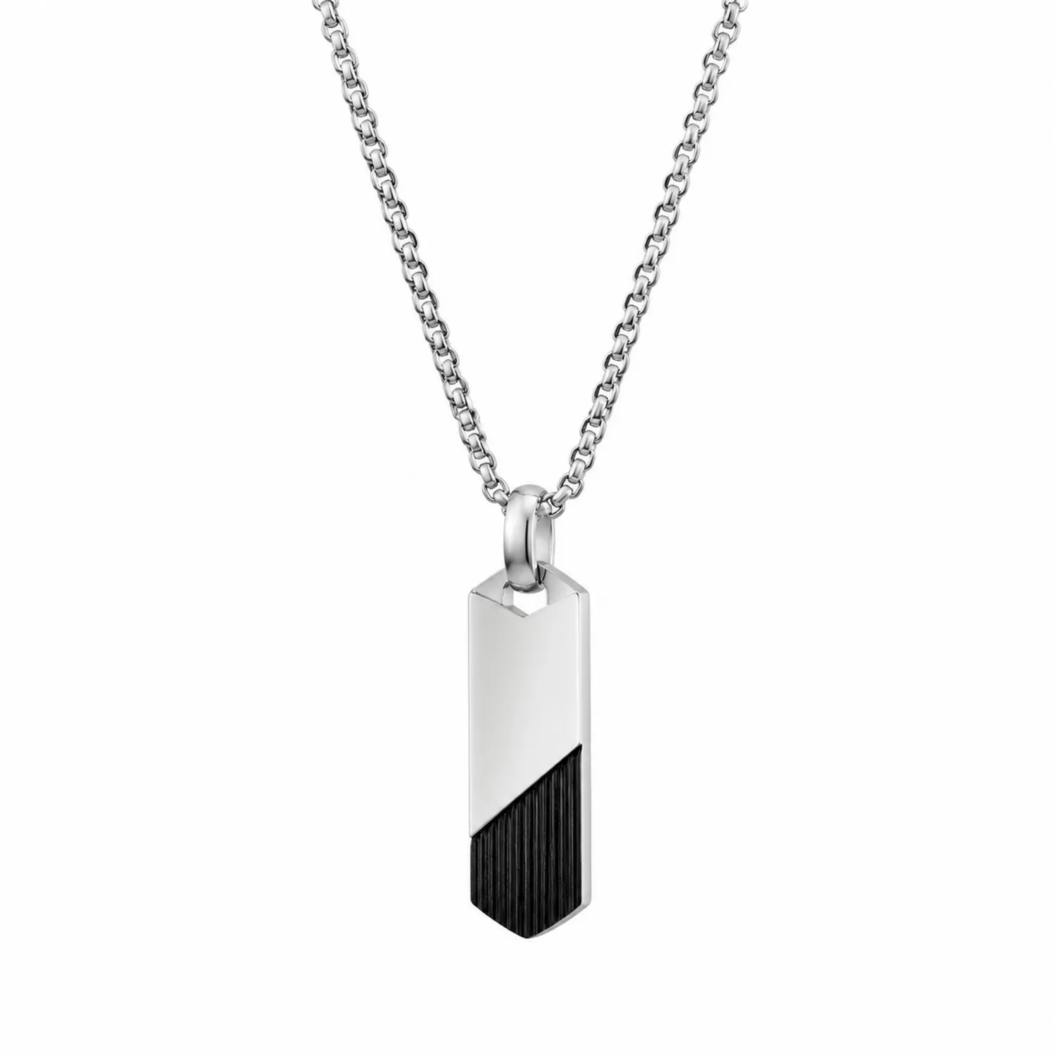 Collier Pendentif Minimaliste pour Homme Noir et Argent
