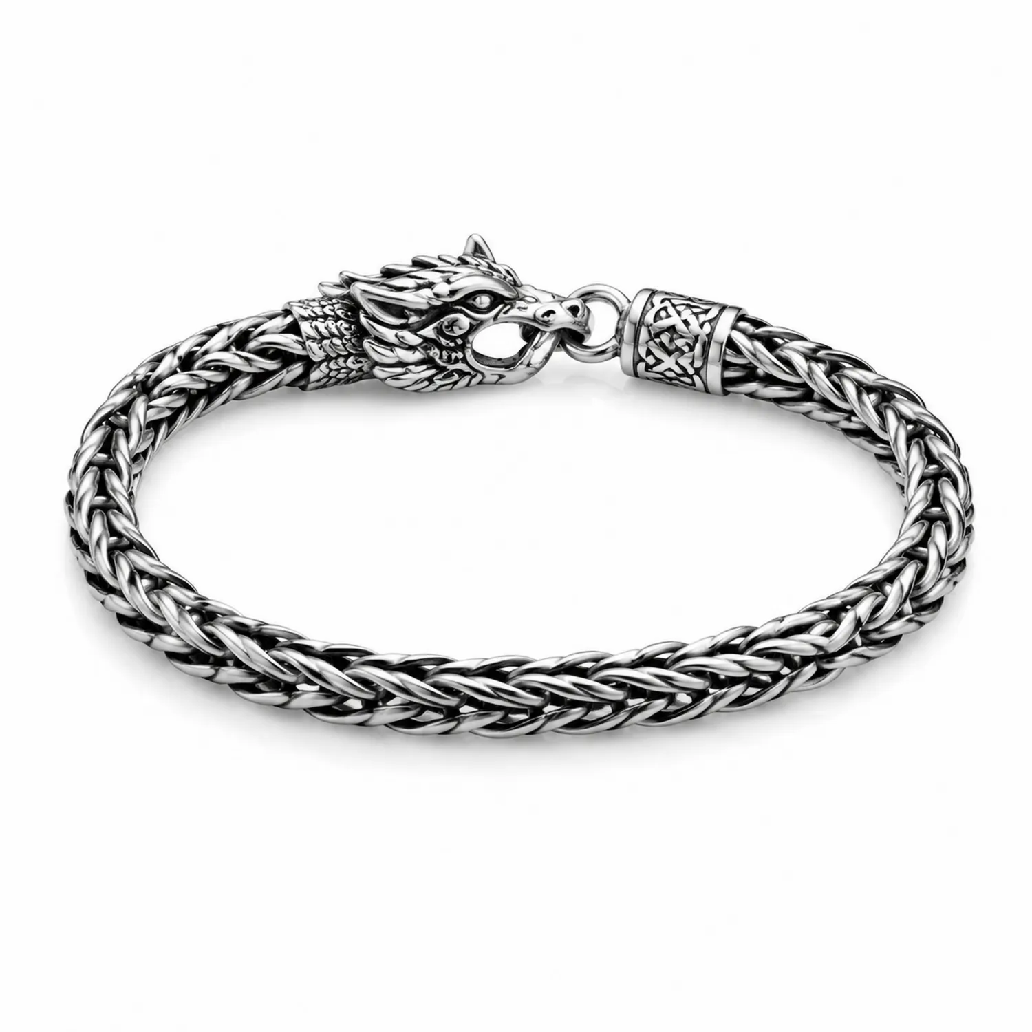 Bracelet Viking Dragon en Argent Tressé