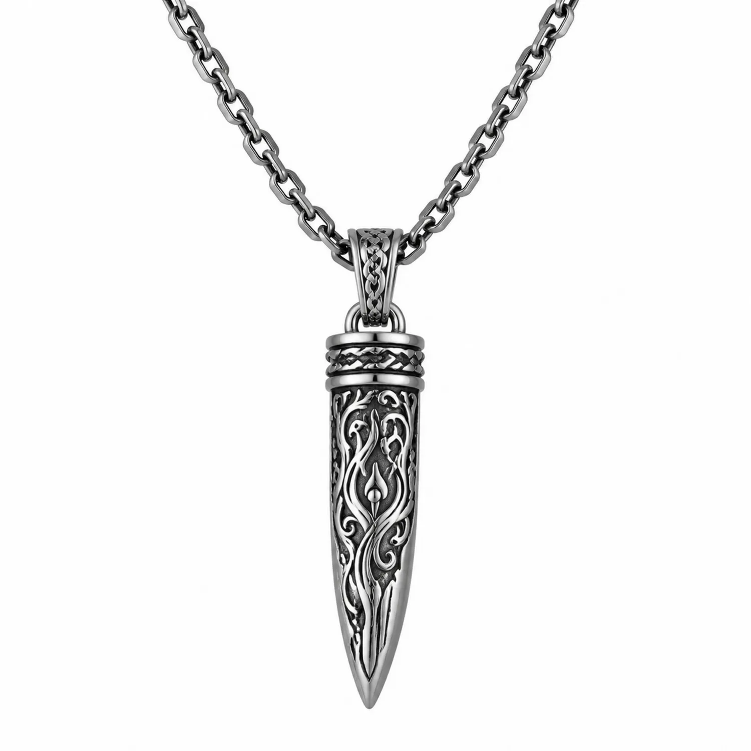 Collier Pendentif Celtique en Acier Inoxydable Argent