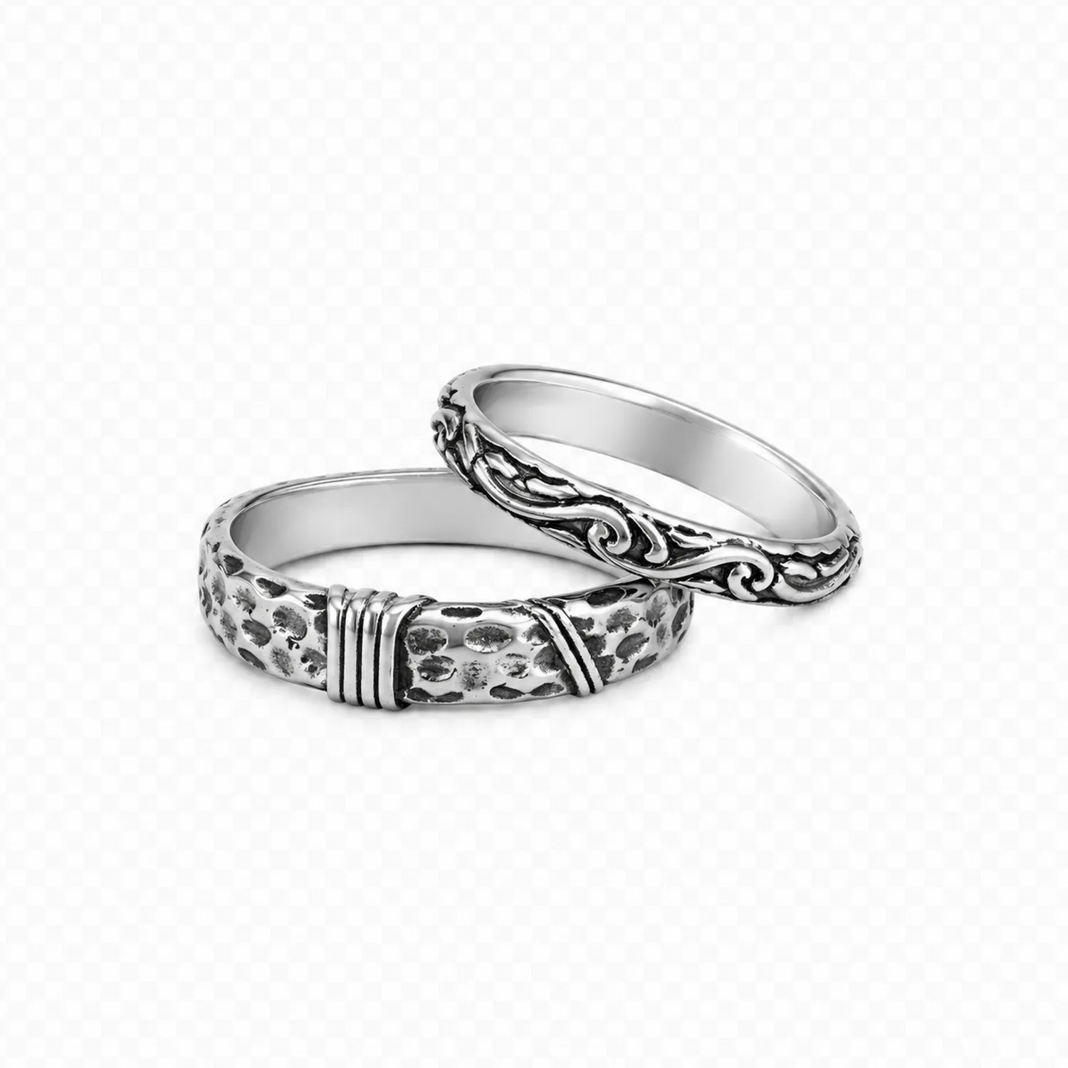 Ensemble de Bagues Vintage Gravées en Argent