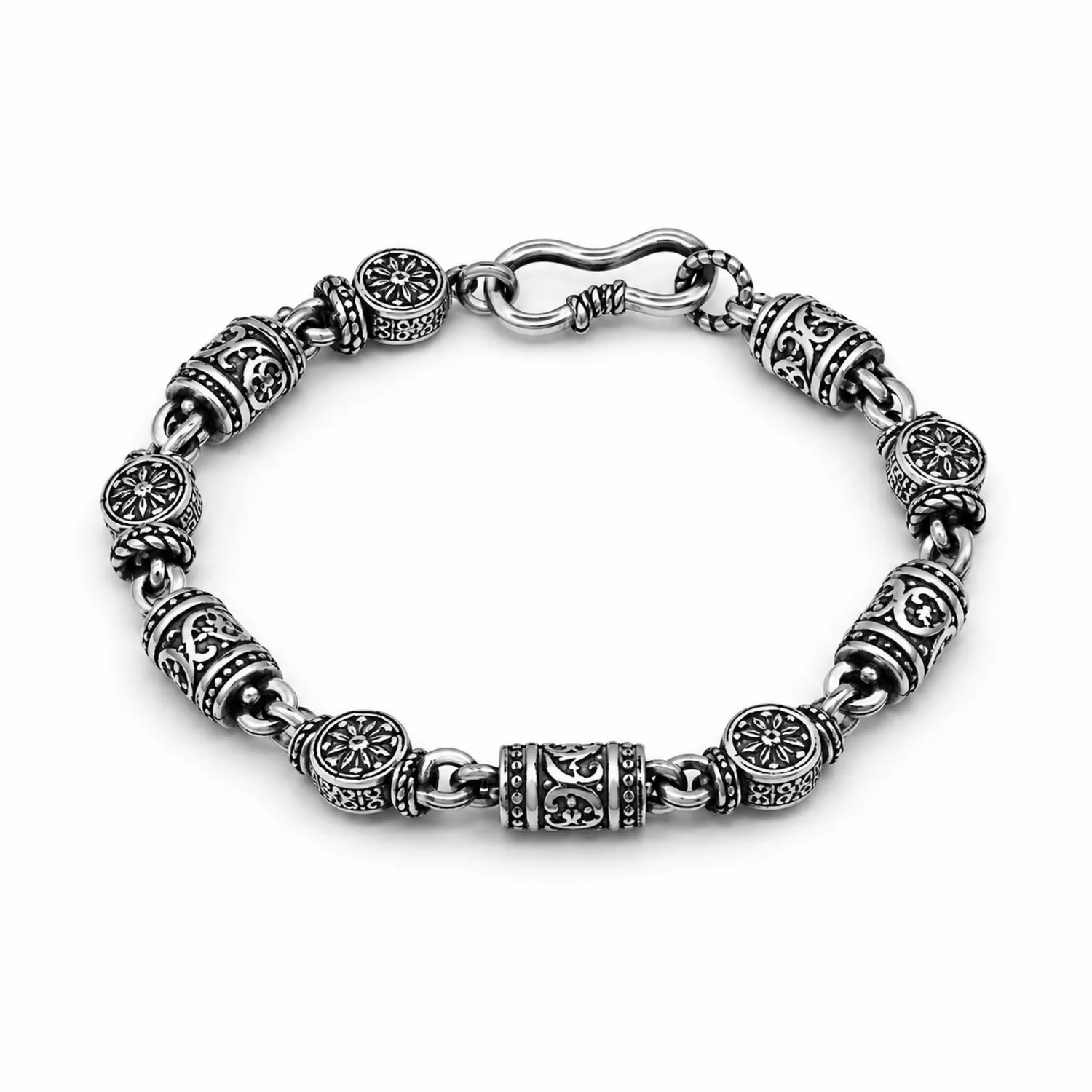 Bracciale Vintage Argento Intagli Floreali Argento