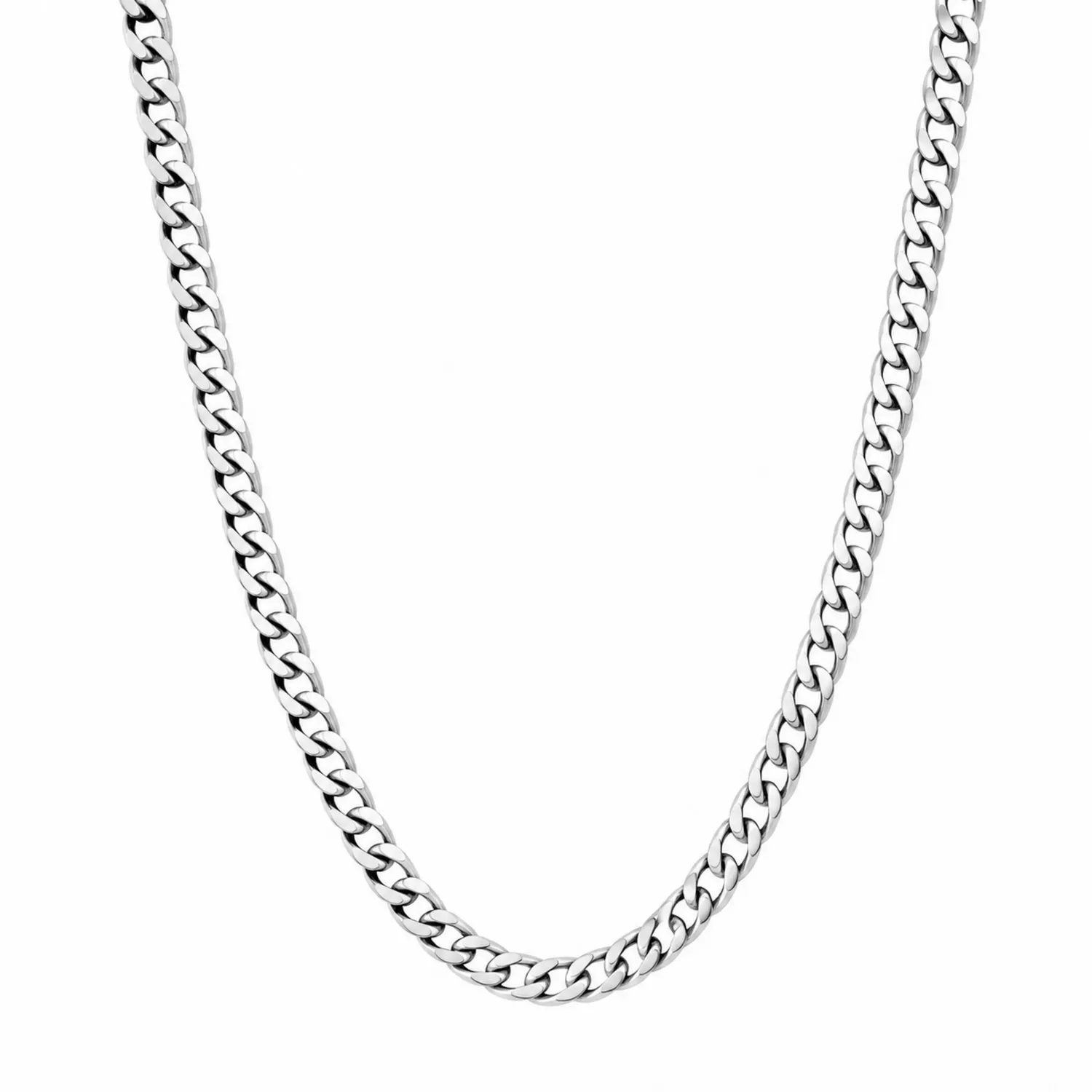 Collana a Catena Cubana in Acciaio Inossidabile Argento 60cm
